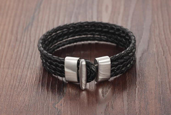 Outdoor Leather Titanium Men's Bracelet