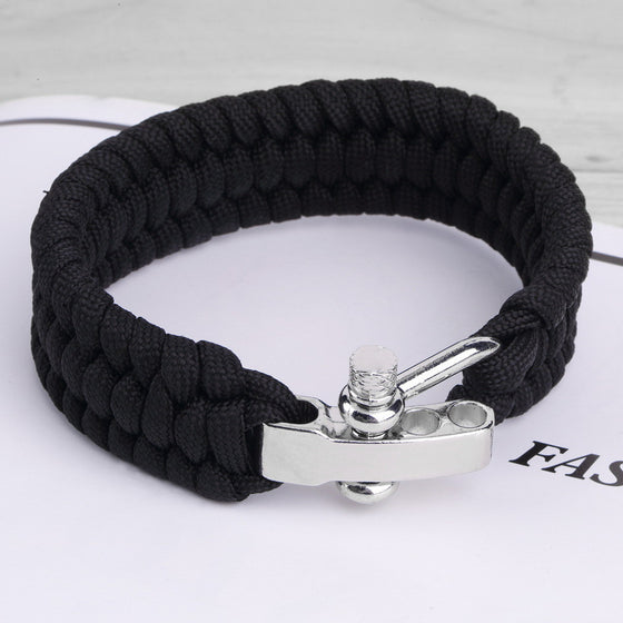 Black Paracord Rope Outdoor Survival Bracelet