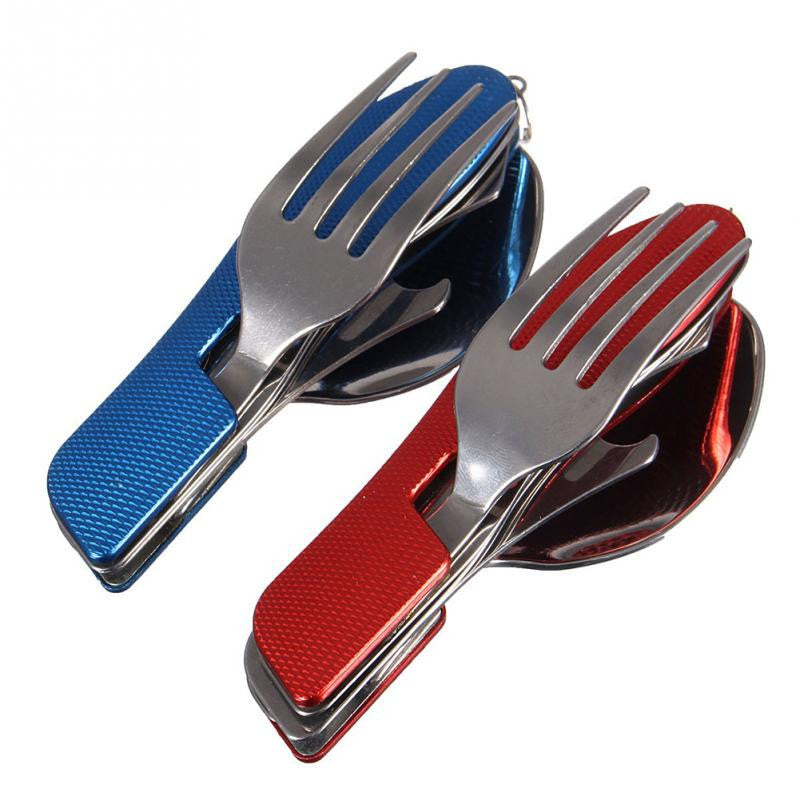 Pocket Folding Spoon Fork Knife