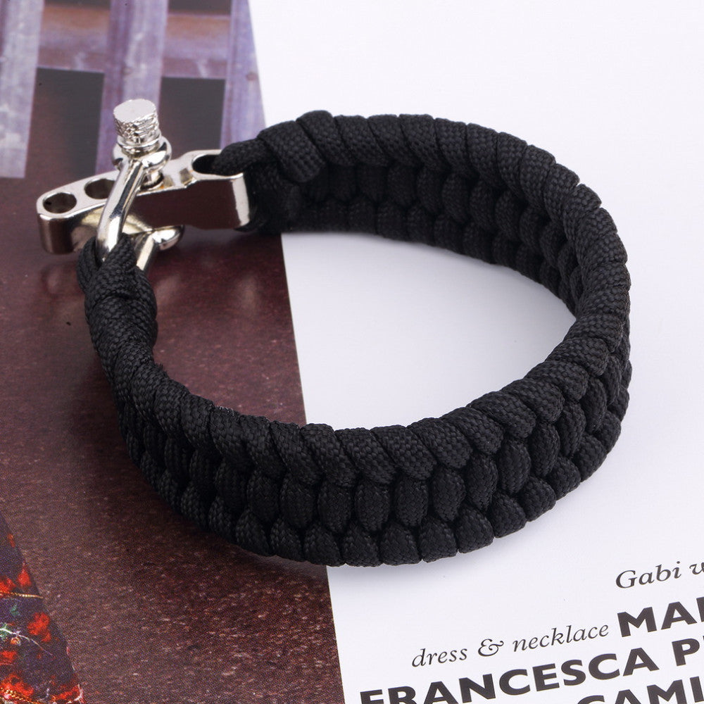 Black Paracord Rope Outdoor Survival Bracelet