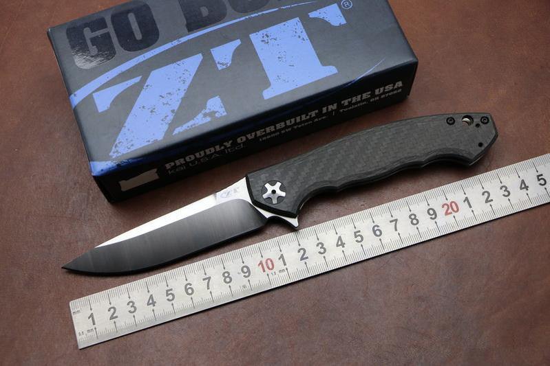 ZT Flipper 0452CF pocket Knife D2 Steel Blade