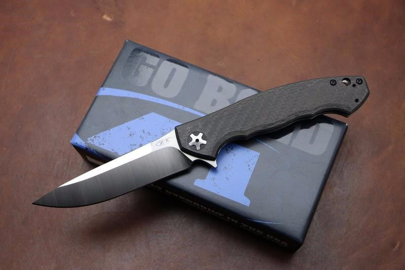 ZT Flipper 0452CF pocket Knife D2 Steel Blade